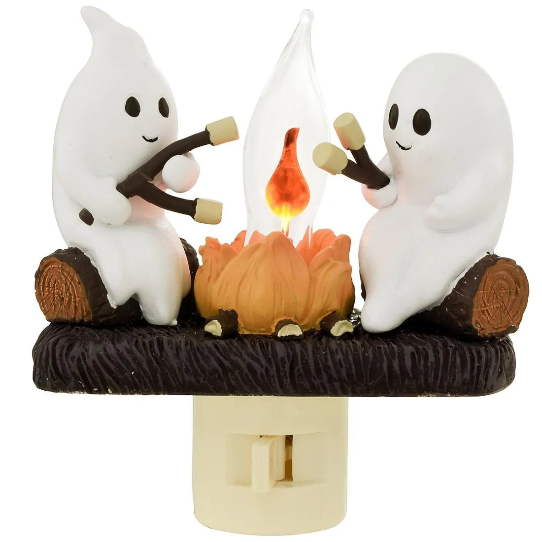 GHOSTS ROASTING CAMPFIRE S’MORES FLICKER FLAME NIGHT LIGHT