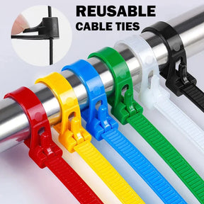 Reusable Cable Zip Ties Multicolor Cable Self Locking